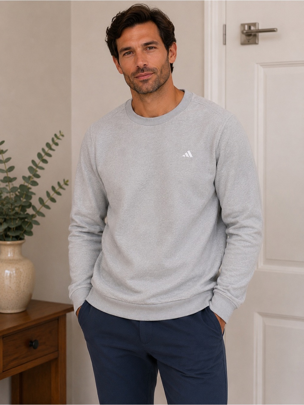 Adidas Men's Light Gray Crewneck Sweater XL